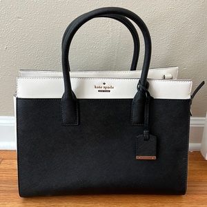 Kate Spade black and white purse with long and short straps